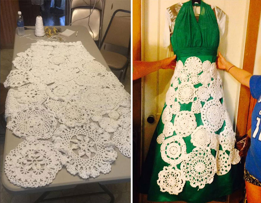 Esta novia pasó 8 meses tejiendo su propio vestido de boda de 70 dólares