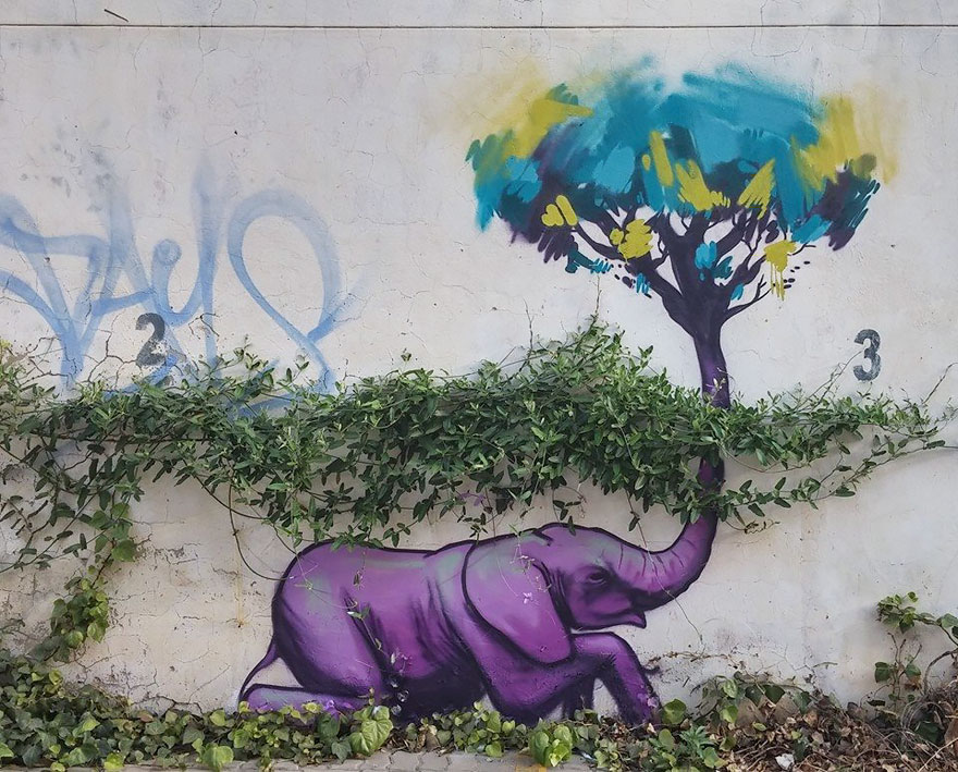 Estos graffitis de elefantes en pueblos sudafricanos dan esperanza a la gente