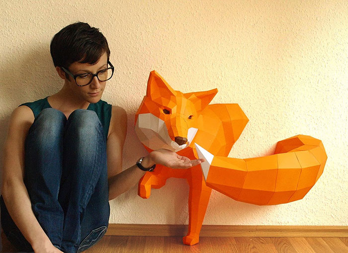Esculturas Geométricas De Animales Hechas De Papel