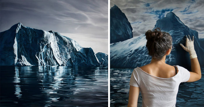 ¡No Son Fotos! Son Dibujos Increíblemente Realistas Hechos Con Los Dedos Para Concienciar Sobre El Cambio Climático
