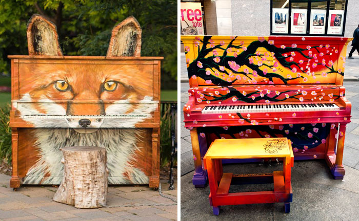 20 Pianos exquisitamente pintados en las calles de todo el mundo para que puedas tocarlos