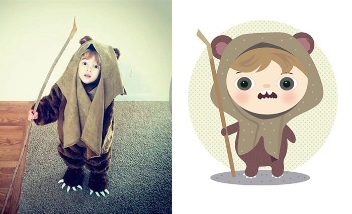 Convierto fotos de niños que encuentro en Internet en divertidas ilustraciones