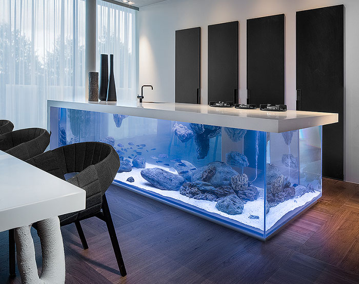 Esta encimera de cocina es también un acuario gigante