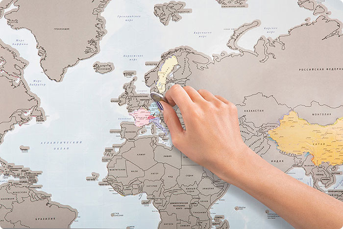Este mapa para rascar sirve para marcar los países que has visitado