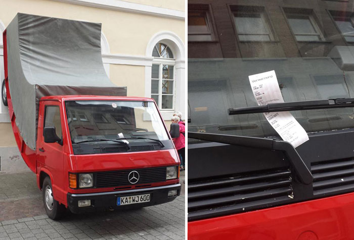 Esta obra del artista Erwin Wurst fue multada por aparcar mal en la ciudad alemana de Karlsruhe