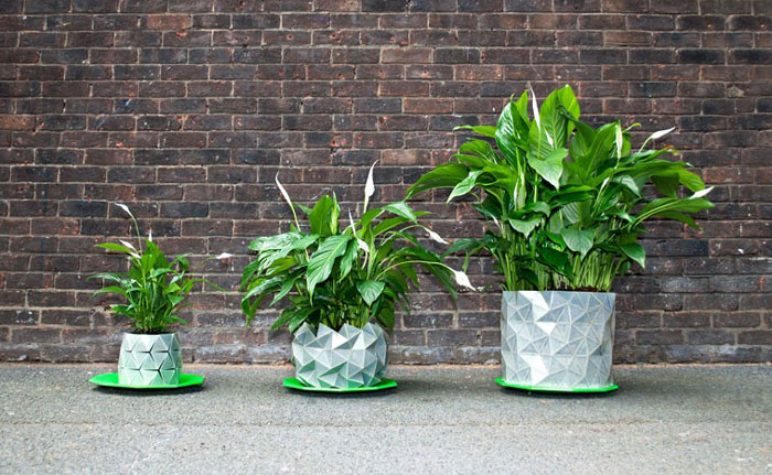 Macetas de origami que se desdoblan para crecer junto con tus plantas