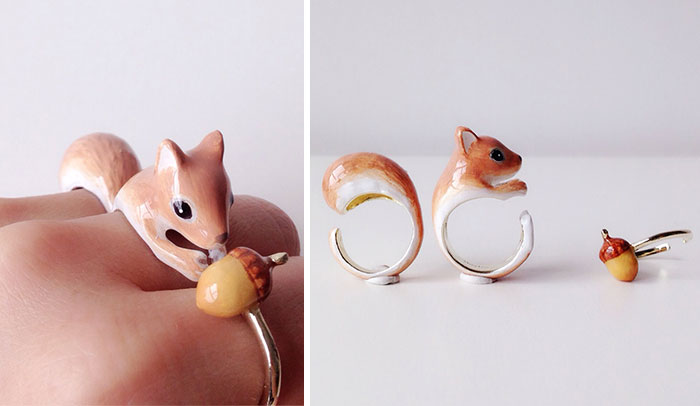 Estos anillos animales cobran vida al unir sus 3 piezas