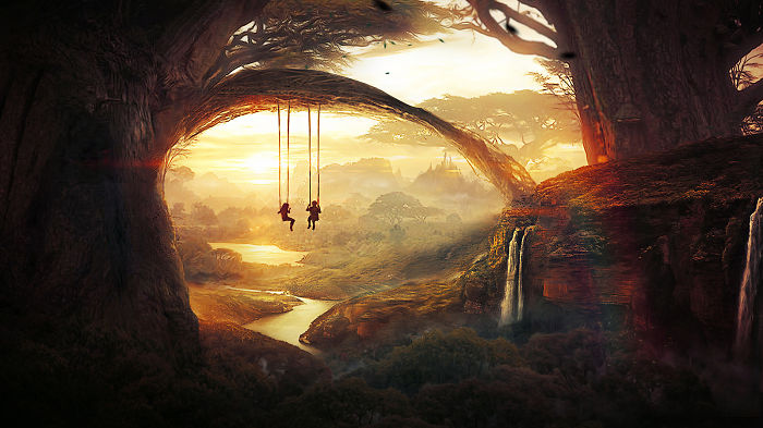 Soy una artista de 17 años que crea paisajes digitales inspirados en los recuerdos de mi infancia