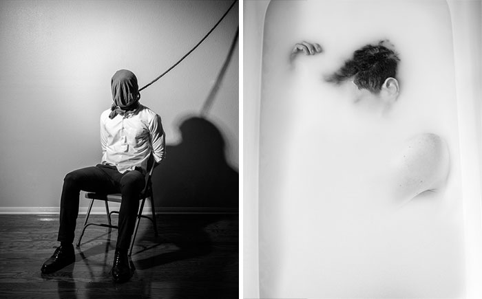 Este fotógrafo documentó su propia depresión con estos oscuros autorretratos