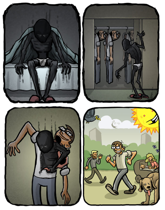 La depresión explicada en sencillos cómics, por Optipess