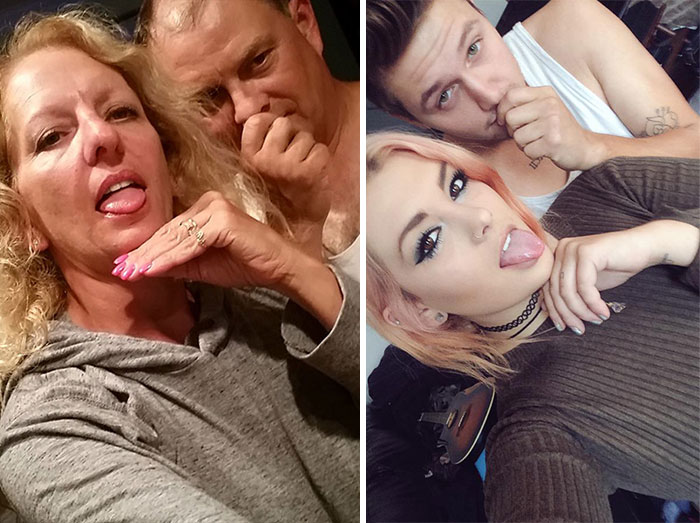 Estos padres trolean a su hija y su novio recreando sus selfies de Facebook