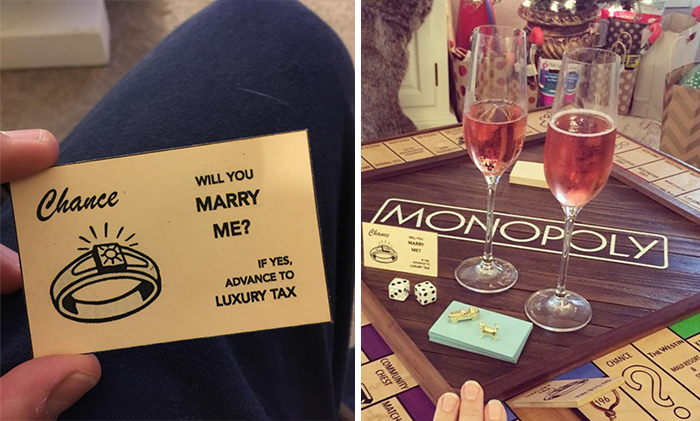 Este hombre propuso matrimonio a su novia usando un Monopoly personalizado con compartimento secreto