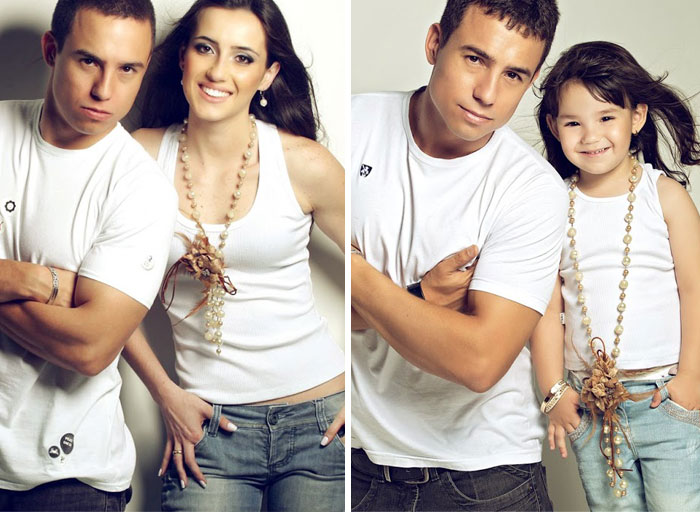 Este hombre recreó las fotos de su esposa fallecida con su hija de 3 años