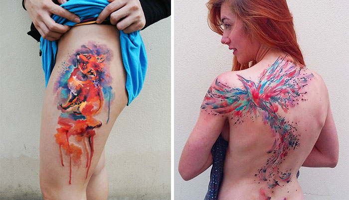 Un día, un tatuaje: este tatuador checo se asegura de que sus acuarelas tatuadas quedan perfectas