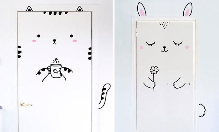Estas encantadoras pegatinas transformarán tus puertas en animales