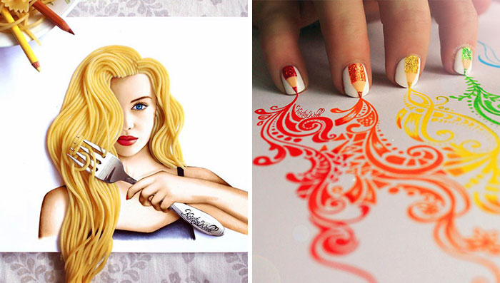 Esta artista de 19 años utiliza objetos reales para completar sus ilustraciones