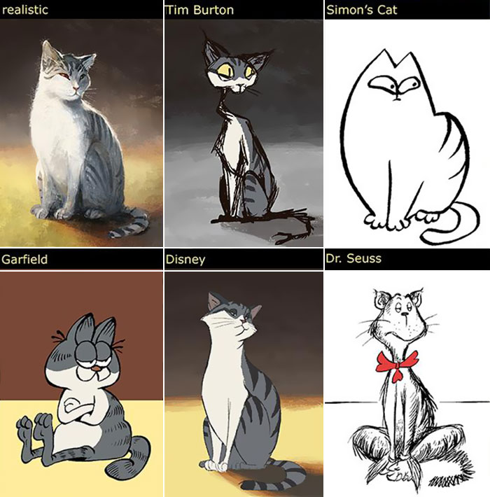 Esta artista dibuja a su gato en 12 estilos distintos, desde Disney a Tim Burton