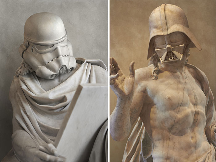 Los personajes de la Guerra de las Galaxias reimaginados como antiguas estatuas griegas