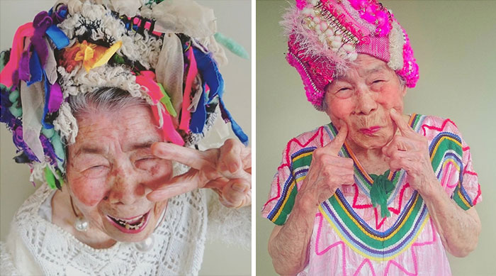 Esta abuela de 93 años hace de modelo para la ropa que crea su nieta