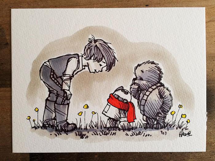Los personajes de la Guerra de las Galaxias reimaginados como Winnie Pooh y sus amigos