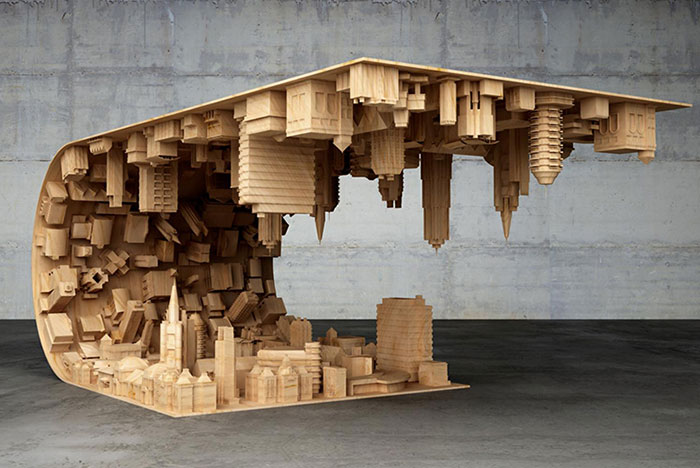 Esta mesa inspirada en Origen curva una ciudad en tu salón