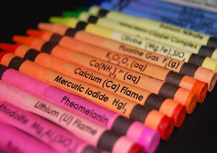 Estas pegatinas de los elementos químicos para los crayones ayudan a los niños a aprender la tabla periódica mientras pintan