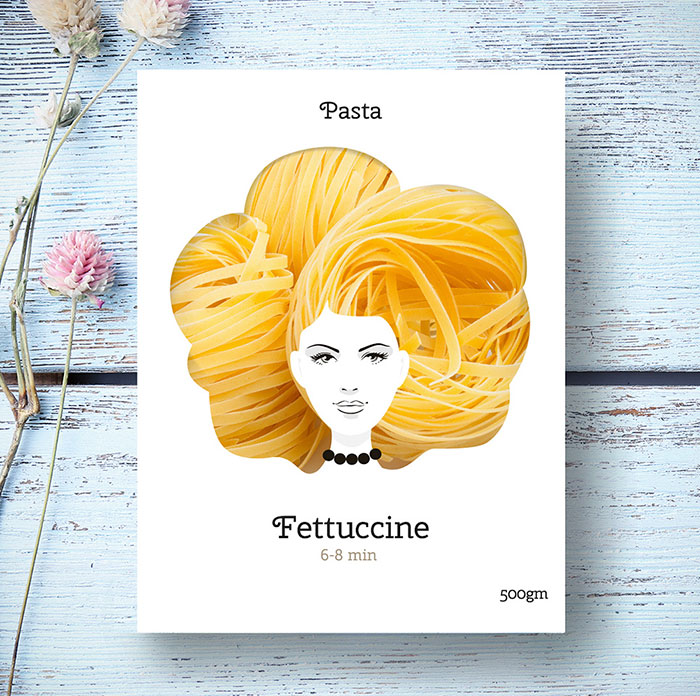 Este creativo diseño de embalaje convierte la pasta en pelo
