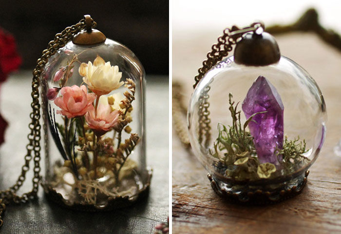 Las joyas en terrarios de Ruby Robin te permiten llevar trocitos de naturaleza contigo
