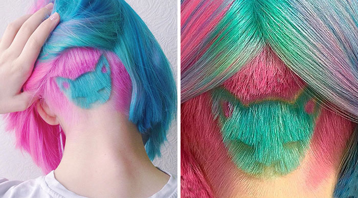 Este corte de pelo arco iris con forma de gato es el peinado de moda en Instagram