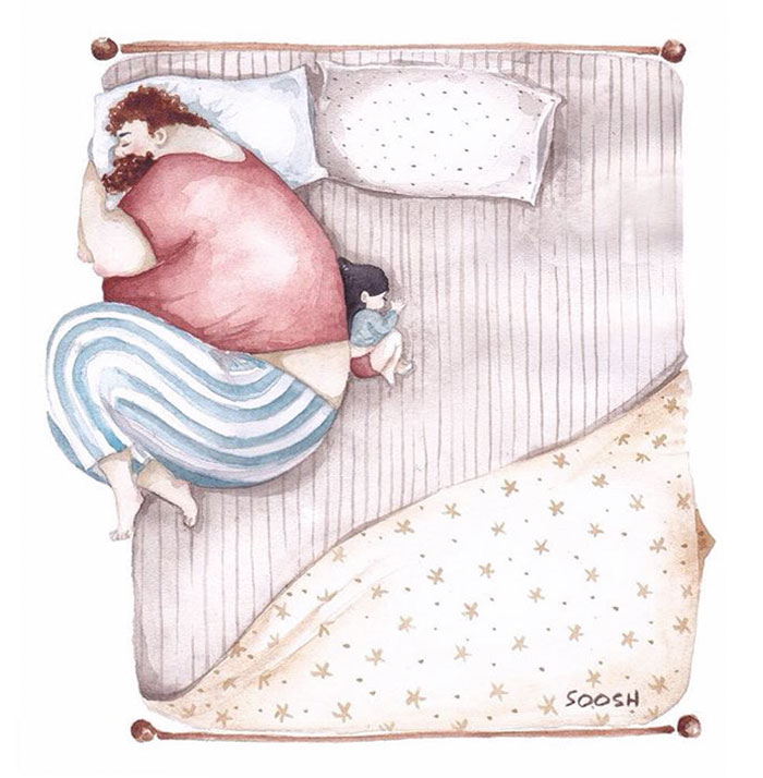 Emotivas ilustraciones sobre el amor entre padres y sus hijas pequeñas