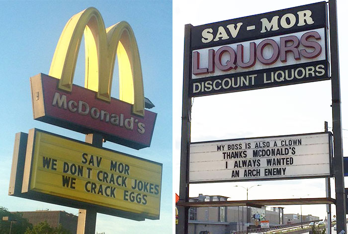 Divertida guerra de carteles entre McDonald’s y una licorería