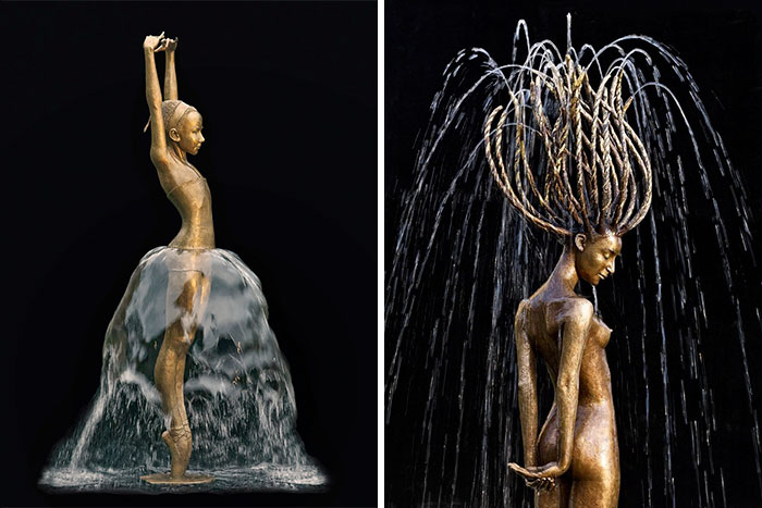 Esta escultora polaca completa con agua sus fuentes con esculturas de bronce