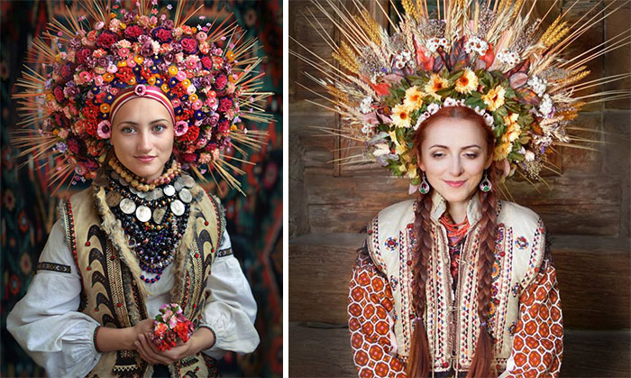 Mujeres modernas llevando coronas tradicionales ucranias dan un nuevo significado a una antigua tradición