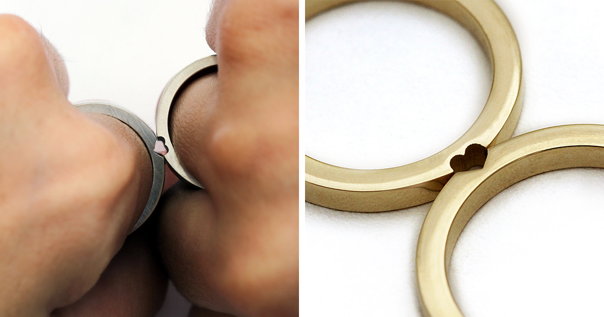 Anillos de boda a juego que se convierten un uno al combinarlos