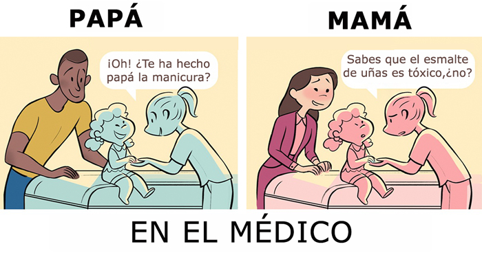5 Cómics que muestran lo diferentes que se ven en público padres y madres