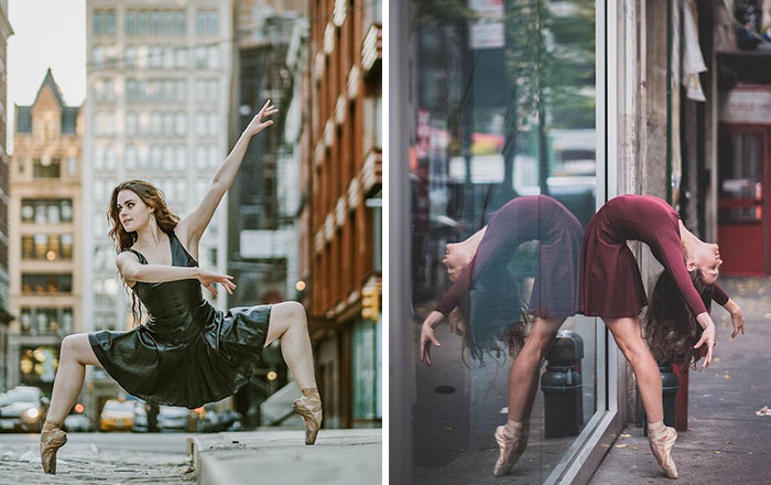 Imponentes retratos de bailarines de ballet practicando en las calles de Nueva York