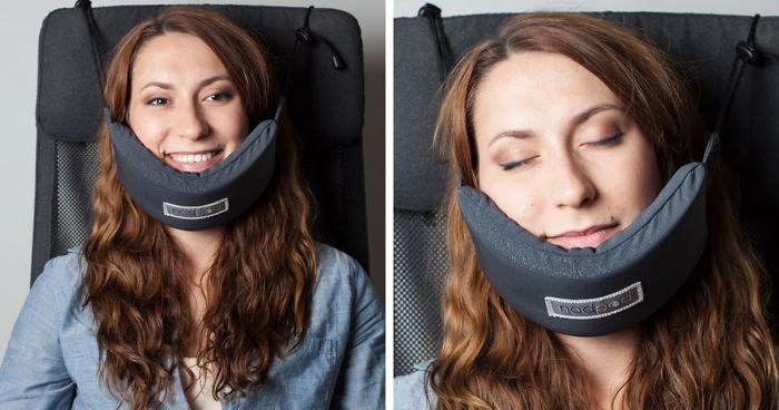 Por fin han inventado una hamaca para la cabeza con la que poder dormir en un avión