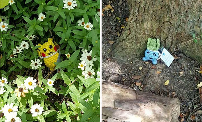 Alguien está tejiendo pokémon REALES y dejándolos en pokeparadas para que otros los encuentren