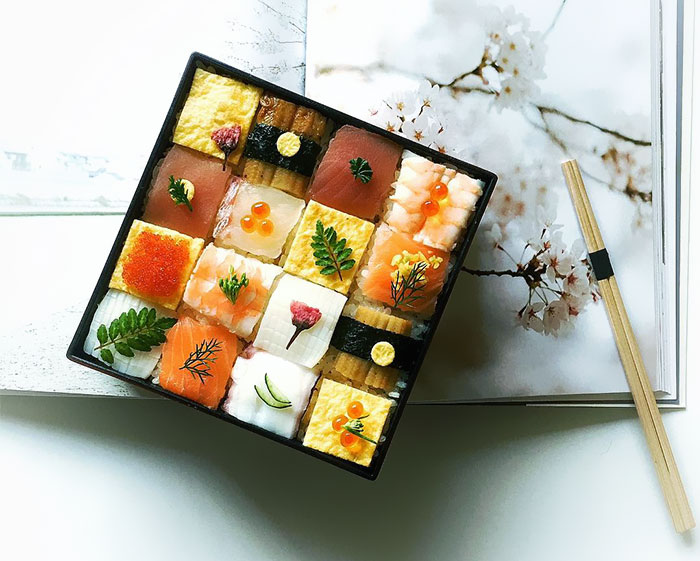 La tendencia «Sushi en mosaico» de Japón convierte el almuerzo en obras de arte comestibles
