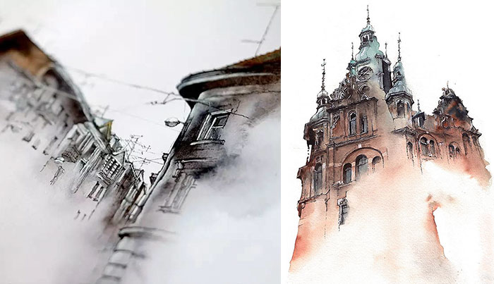 Esta artista coreana hace acuarelas de las ciudades que visita