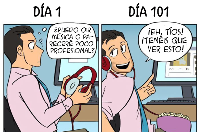 Cómo cambia tu trabajo con el tiempo (Día 1 vs día 101)