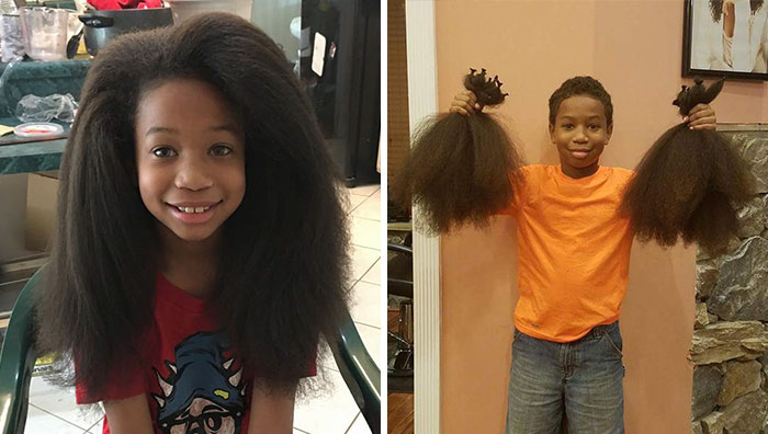 Este niño de 8 años se dejó crecer el pelo durante 2 años para hacer pelucas para niños con cáncer