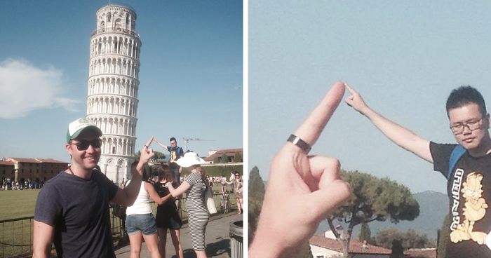Este hombre troleó a otros turistas en la torre inclinada de Pisa y sacó las mejores fotos