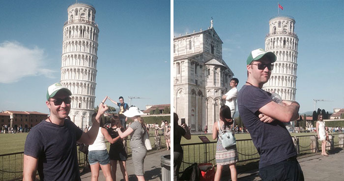 Este hombre troleó a otros turistas en la torre inclinada de Pisa y sacó las mejores fotos
