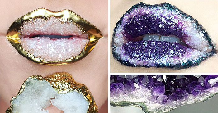 Sorprendentes labios con aspecto de geoda
