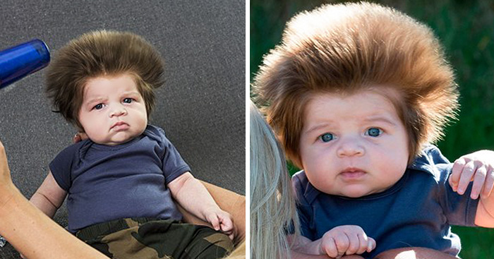 Este bebé de 2 meses tiene el cabello más loco que existe