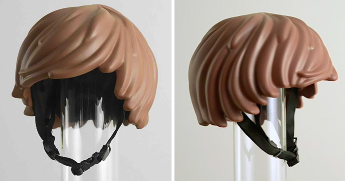 Este casco de bicicleta en forma de peluca de LEGO te convertirá en una figura de LEGO