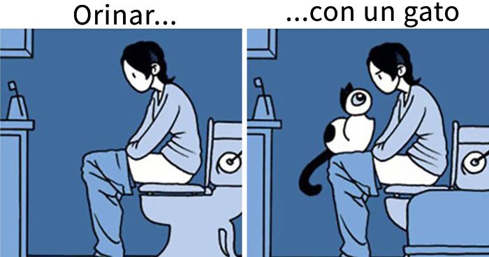 20 Divertidos cómics que muestran la realidad de vivir con gatos