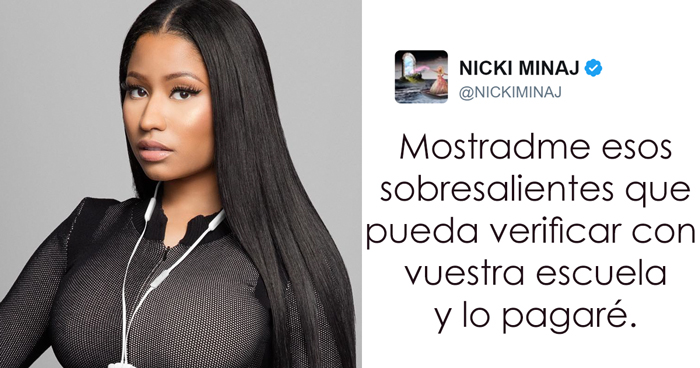 Nicki Minaj dijo que pagaría las matrículas universitarias de sus fans con buenas notas, y así reaccionaron