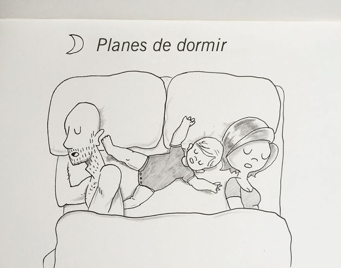 Sobre las 2 de la noche Poppy llega a nuestra cama. Es su posición de dormir preferida